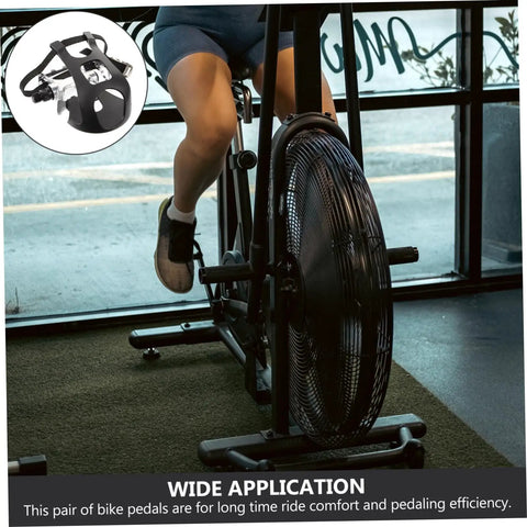 Replacement Pedals For Exercise Bikes Recumbent And Upright Durable Fitness Bike Pedals With Secure Harness in use