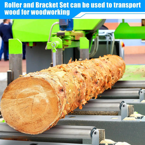 Heavy Duty Boat Trailer Rollers Set of 4, 1.5 Inch Diameter Stainless Steel Conveyor Rollers with Galvanized Brackets transporting wood.