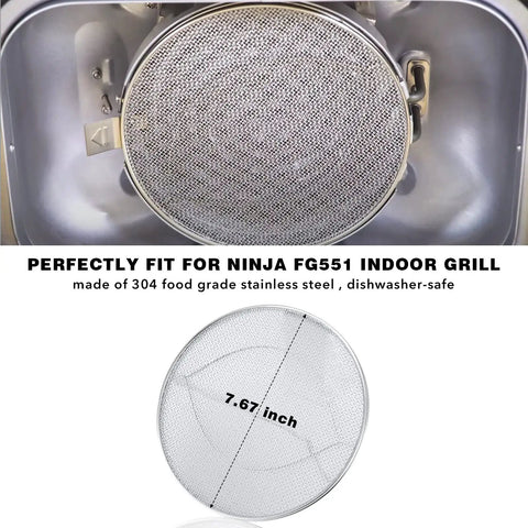 Top Notch Stainless Steel Splatter Shield For 5 In 1 Indoor Grill And Air Fryer Dishwasher Safe, 7.67 inch mesh screen