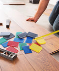 Top Notch Plastic Leveling Shims 300 Pack No Sweat Setup For Tile Floors And Cabinet Adjustment Multi Thickness Wedges in use.