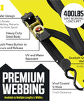 Auto Retractable Ratchet Straps 2 Pack 1 Inch By 10 Feet Beefy Heavy Duty Tie Down Straps with steel body and S hook detail
