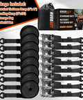 Black Ratchet Tie Down Straps Heavy Duty Towing Gear Lock Your Cargo Tight No Slip Grip For Pickup Trucks And Trailers One Inch By Fifteen Foot 1800 Lbs Breaking Strength 8 Pack with storage bag and colorful box.