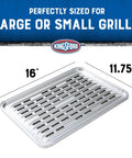 Extra Tough Aluminum Grill Liners For Outdoor Grills Disposable Foil Grill Toppers That Catch Food Sauce And Mess Keeps Grates Clean Fits Most Grills 16 X 11.75 Inches 14 Count displayed with dimensions 16 x 11.75 inches