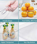 Lazy Susan Organizer Set Of Four Clear Plastic Kitchen Cabinet Storage Bins With Handles, showcasing handle design and BPA-free use