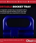 Magnetic Grab And Go Portable Socket Organizer Tray One Quarter Inch Drive Blue Holder Handle Close-up