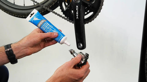 Applying Crystal Grease For Bicycles 100 Percent Waterproof Clear Non Staining Lubricant For Chains Bearings On Bike Pedal