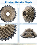Top and side views of Eight Speed Threaded Freewheel 13-28T Screw On For Mountain Bike And Cruiser Bicycle, steel construction.