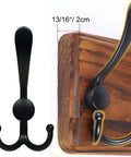 Rustic Wall Mounted Coat Rack With 16 Inch Stud Spacing Pine Real Wood Plank 5 Triple Hooks Farmhouse Wall Hanger detail view
