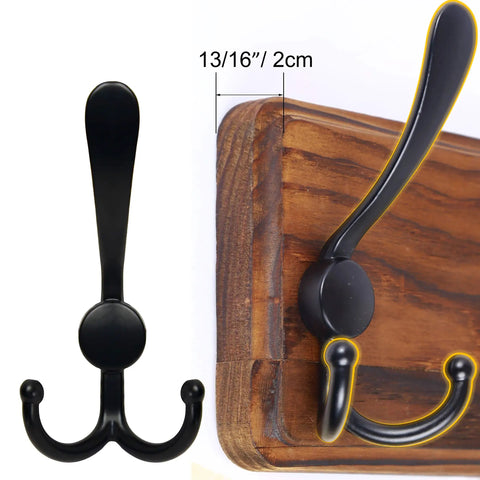 Rustic Wall Mounted Coat Rack With 16 Inch Stud Spacing Pine Real Wood Plank 5 Triple Hooks Farmhouse Wall Hanger detail view