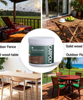 Water Based Wood Stain And Sealer In One Vintage Furniture Finish 32 Oz Container shown with outdoor furniture and decking.