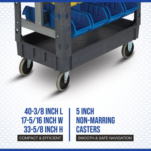 Heavy Duty Rolling Utility Cart With Thirty Two Tough Bins 500 Lb Capacity Polypropylene Shop Beast Featuring Secured Trays And Scratch Resistant Panels For Garage Tool Organization And Jobsite Hauling Keeping Your Gear Locked Down