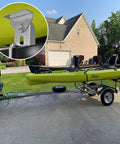 Heavy Duty Boat Trailer Bunk Brackets, 8 Inch Swivel Support Pads mounted on a trailer holding a yellow kayak.