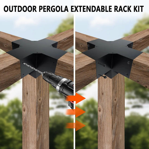 Heavy Duty 5 Way Right Corner Pergola Brackets Kit For 3.5 Inch Wood Beams With Post Anchors, 2 Pack, Galvanized Steel Rust Proof, Ideal For Patio Pergolas Gazebos And Log Cabins