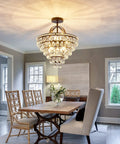 5 Light Crystal Chandelier Ceiling Light Fixture Semi Flush Mount Black Finish, E12 Indoor Lighting in dining room