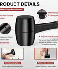 16oz Rubber Mallet Hammer With Double Faced Soft Head And Fiberglass Handle Ergonomic Grip For Flooring Woodworking Camping And Tents Durable Rubber Head Delivers Soft Blows Without Damaging Surfaces