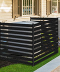 Outdoor AC Unit Fence Screen Set, 3 Panels, 42 Inch Tall By 38 Inch Wide Privacy Fence For Trash Cans, Pool Equipment, And Outdoor Units, Heavy Duty Metal Construction To Hide Clutter And Upgrade Your Yard surrounding an AC unit