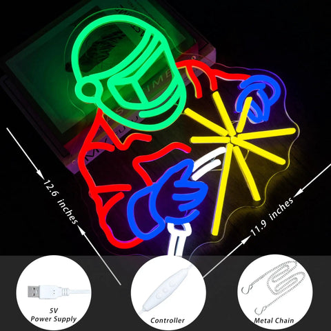 Neon Sign LED Light For Garage Wall Decor With Welding Helmet Design And Arc Spark Blue Gloves Glow Lit Bar Vibe Perfect Workshop Wall Art For Man Caves Bar And Gift For Dad Mechanic, dimensions 12.6 x 11.9 inches.