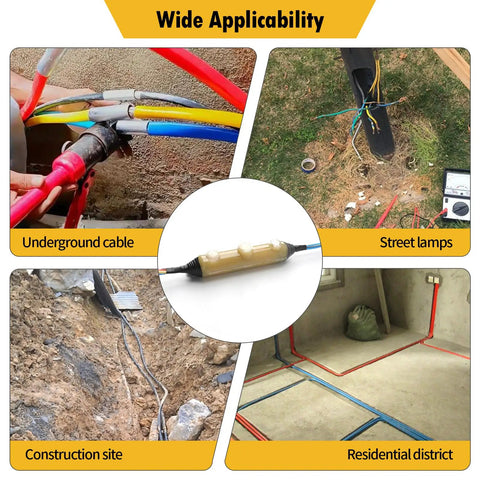 Beefed-Up In-Ground Waterproof Cable Junction Box For Outdoor And Underground Installations, IP68 Rated Enclosure, Extreme Weather Ready, Corrosion And Compression Resistant, Flame-Retardant Sealant, Built For Harsh Environments. Transparent cable junction box for underground, street lamp, construction, and residential wiring.