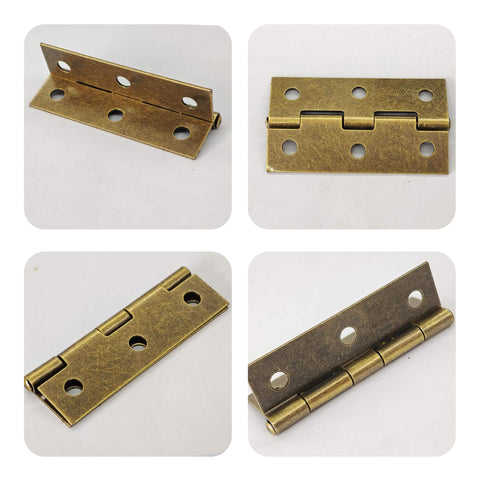 Antique Bronze Mini Folding Butt Hinges 12 Pack For Wood Doors And Small Boxes 60x34mm Pre Drilled With Screws