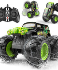Amphibious RC Monster Truck With Self Balancing Wheelies For Kids 4WD All Terrain Waterproof Off Road Big Tire Toy Car and remote