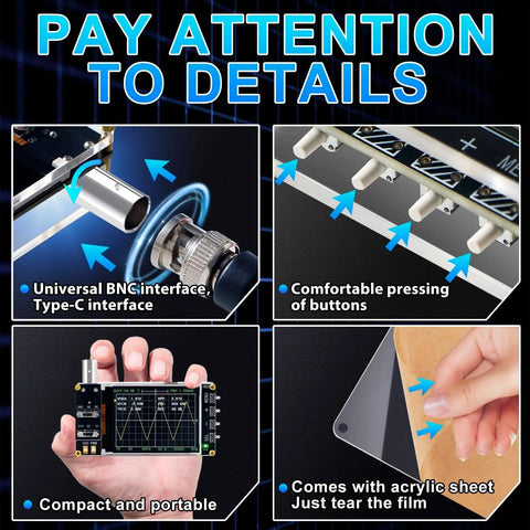 Details of Pocket Sized Handheld Oscilloscope Kit With 2.4 Inch Color Screen And 1MSaS Real Time Sampling, 200KHz Bandwidth