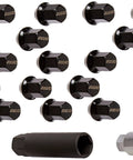 Black M12 x 1.50 Hex Lock Nut Set, 16-Piece Kit With Four Lock Nuts, Heavy Duty Wheel Locking Hardware, alloy components