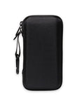 All In One Laser Distance Case For 400ft Blaze Series Keeps GLM400CL And GLM165-40 Safe With charger cord, cables, and small accessories in a black semi-hard zippered case