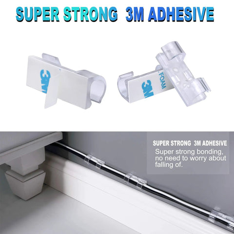 Adhesive Cable Clips Pack Of 100, Multipurpose Wire Holders For Cars, Office And Home, in use along baseboard