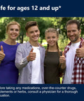 Group of smiling people giving thumbs up, text reads "Safe for ages 12 and up", outdoors