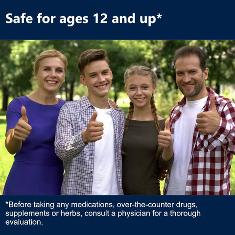 Group of smiling people giving thumbs up, text reads "Safe for ages 12 and up", outdoors