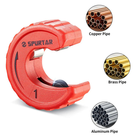 Pro Grade Four Piece Copper Pipe Cutter Set With Deburring Tool For One Half Inch Three Quarters Inch And One Inch Tubing Auto Tightening