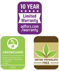 Warranty, Greenguard Gold, and Ortho-Phthalate Free labels for DIY Door And Window Screen Repair Kit 36x84 Inches Charcoal Mesh