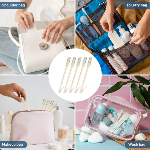 Portable soft cleaning brushes in various bags, highlighting versatility with the Double Sided Nose Hair Trimmer For Men And Women.