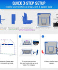 Quick setup guide for 7x7 FT Baseball Softball Hitting Cage With All Angle Containment Metal Frame Elevated Base Central Target Pocket For Batting Pitching And Fielding Includes Storage Bag For Backyard Indoor Outdoor Training.