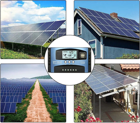 100A MPPT Solar Charge Controller For 12V And 24V Systems With Dual USB Ports, LCD Display And Timer On Off, usage collage