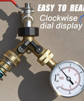 BPSSDI low-pressure gauge, front view; 2.5in dial, 304 stainless steel case, brass Y-branch with 1/4in NPT