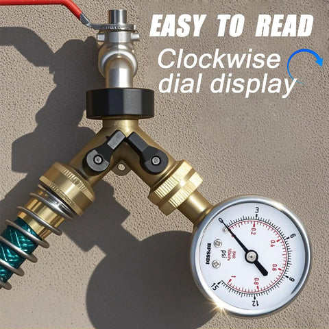 BPSSDI low-pressure gauge, front view; 2.5in dial, 304 stainless steel case, brass Y-branch with 1/4in NPT
