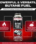 Can of Chef Master Butane Fuel for cooking and camping, part of 4 Pack 8 Oz Butane Gas Canisters For Kitchen Torch And Camp Stove