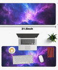 Galaxy Space XXL Gaming Mouse Pad 31.5 x 11.8 Inch Large Desk Mat with Smooth Surface Non Slip Rubber Base Stitched Edges, top view.