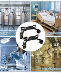 Two Pack Propane Tank Bracket Wall Mounted Cylinder Holder With Six Point Six Foot Ratchet Straps displayed with various usage settings.