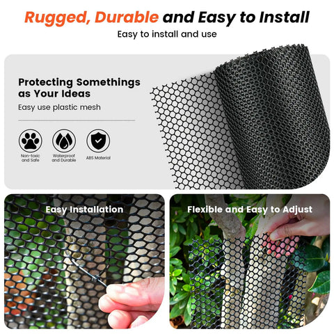 16 Inch By 50 Foot Plastic Chicken Wire Mesh with 100 Zip Ties DIY Friendly Garden Netting for Dogs, Deer, Poultry, and Pets