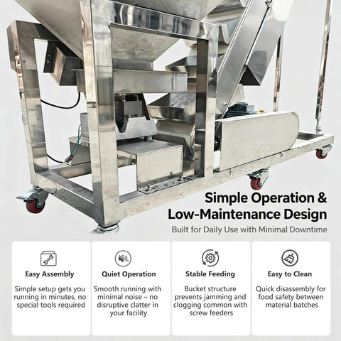 Premium Stainless Steel Z Type Bucket Elevator Featuring Spacious 150 Liter Hopper And Rock Solid Three Meter Vertical Lift close-up of low-maintenance design.