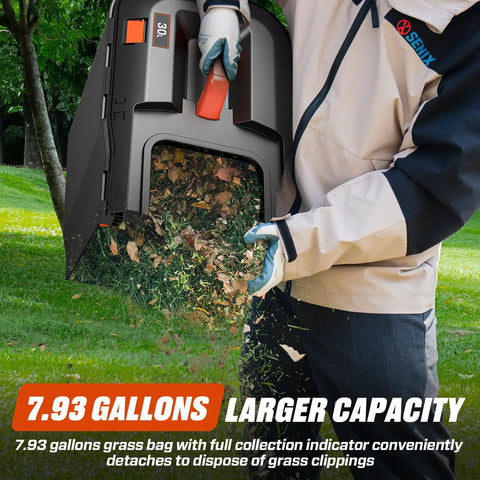 Cordless 20V 13 Inch Lawn Mower With 2 In 1 Mulching And Bagging Five Height Settings From 1 To Two And A Half Inches Powerful 3500 RPM Motor For Quick Yard Work Lightweight Electric Push Mower For Small To Medium Yards, 7.93-gallon grass bag