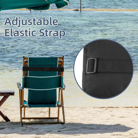 Two Pack Outdoor Chaise Lounge Headrest Pillows With Adjustable Straps Water Resistant Patio Pillows on Beach Chair