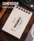 Titanium Mini Infinity Mechanical Pencil Ultra Lightweight Compact Retractable Tip Portable Keychain Writing Tool dimensions on notebook.