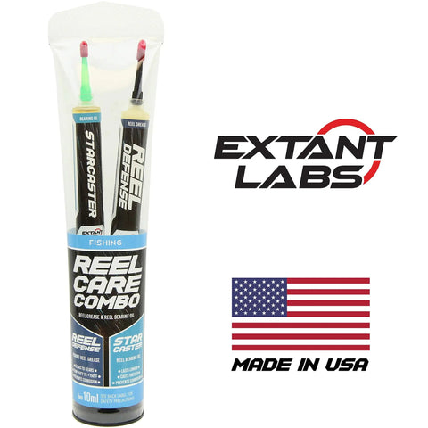 Reel Care Oil And Grease Kit With Two 10ml Syringes For Spinning And Baitcasting Reels, Works In Freshwater Saltwater Hardwater, Low Temp Performance -50F/-40C, All Weather Reel Maintenance For Smoother Casting And Longer Gear Life. Two 10ml syringes in clear tube, made in USA.