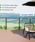 200 Ft One Eighth Inch Black Stainless Steel Cable Railing Kit For Indoor Outdoor Use With T316 Wire Rope 7x7 Strands 1800 Lb Breaking Strength Hardware Included Modern Black Railing System on outdoor deck