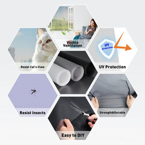 Pet Resistant Window Screen Replacement Mesh 48W X 99L 2 Pack Durable Polyester DIY Repair Kit for sliding doors