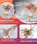 Butterfly 3D Wooden Puzzle Kit For Adults And Teens, Laser Cut Mechanical Model, Easy To Assemble Home Decor, Chill Out Wooden Craft For Relaxation And Mindful Fun, rubber-band motor butterfly