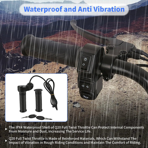 Full Twist Throttle For 3 Pin Universal Ebike And Scooter Upgrade, Waterproof And Plug And Play, Compatible With Ridstar Q20 Series, Q20 Lite Pro H20 Pro E Bikes And Trikes, Durable Throttle Replacement